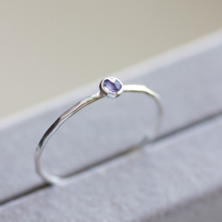 Iolite - skinny stackable ring