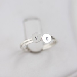 Initial ring with hand stamped capital letter - sterling silver, stackable