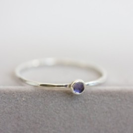 Iolite - skinny stackable ring