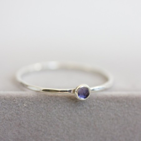 Iolite - skinny stackable ring