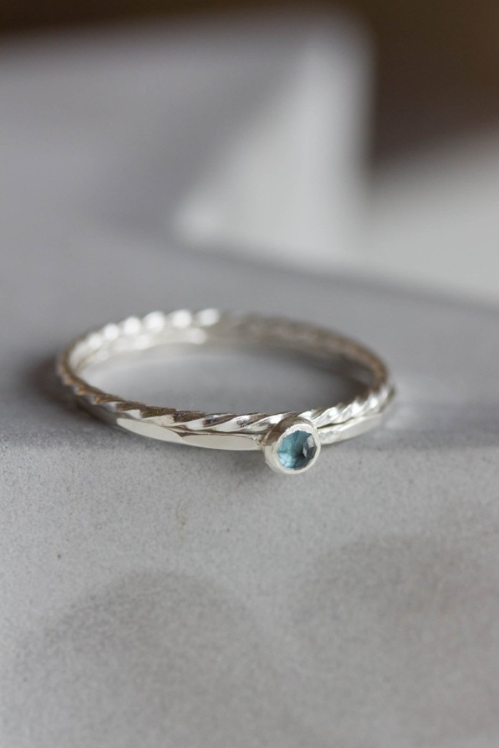 White Twist - sterling silver stackable ring