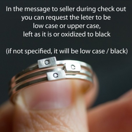Initial ring with hand stamping - stackable sterling silver or gold ring