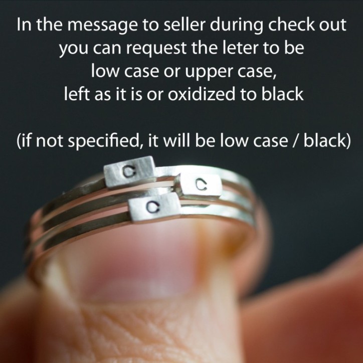Initial ring with hand stamping - stackable sterling silver or gold ring Initial ring with hand stamping - stackable sterling silver or gold ring
