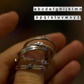 Initial ring with hand stamping - stackable sterling silver or gold ring