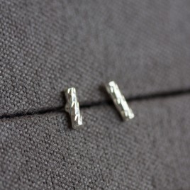 Twisted bar stud earrings - sterling silver