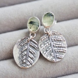 Nature inspired earrings with rutilated prehnites