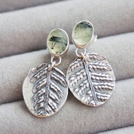 Nature inspired earrings with rutilated prehnites