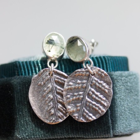 Nature inspired earrings with rutilated prehnites