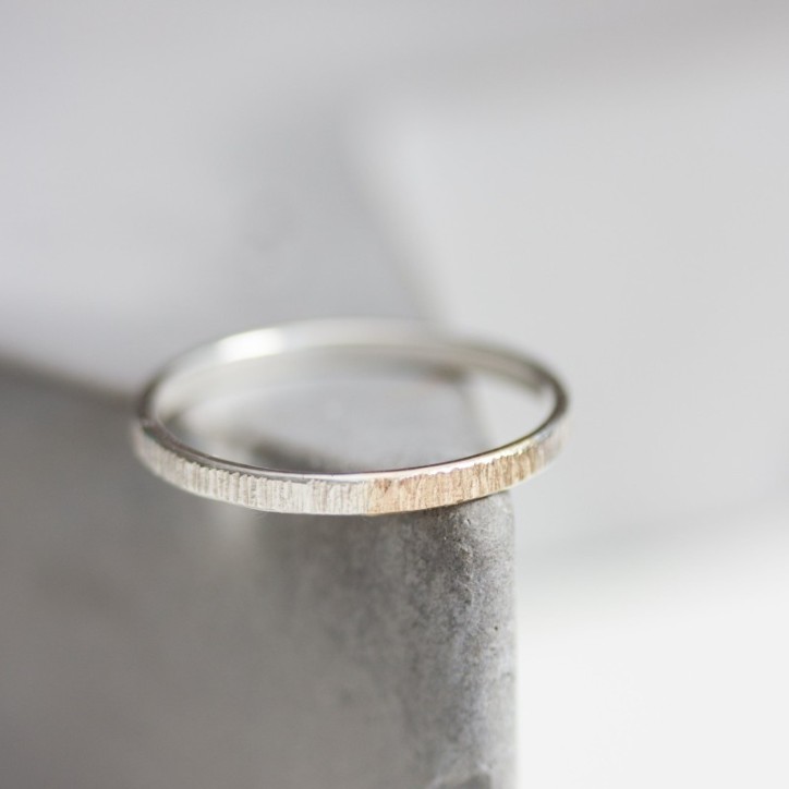White and gold texture - sterling silver stackable ring with a gold section White and gold texture - sterling silver stackable ring with a gold section