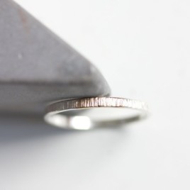 White and gold texture - sterling silver stackable ring with a gold section