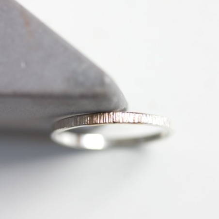 White and gold texture - sterling silver stackable ring with a gold section