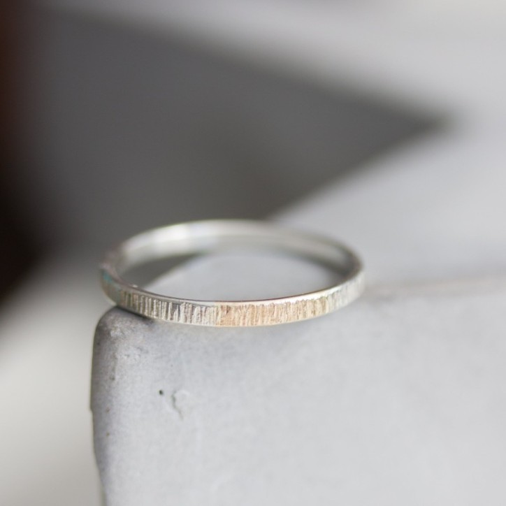 White and gold texture - sterling silver stackable ring with a gold section White and gold texture - sterling silver stackable ring with a gold section