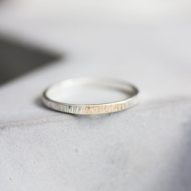 White and gold texture - sterling silver stackable ring with a gold section