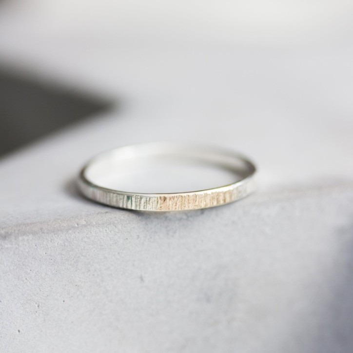 White and gold texture - sterling silver stackable ring with a gold section White and gold texture - sterling silver stackable ring with a gold section