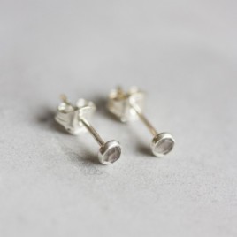 Grey moonstone stud earrings, sterling silver or gold