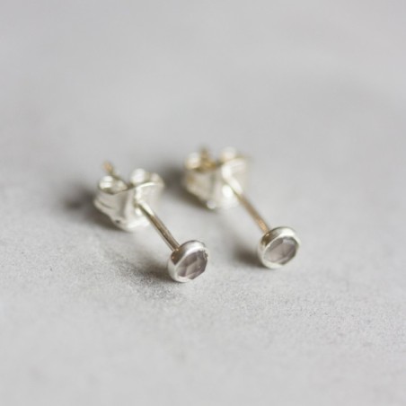Grey moonstone stud earrings, sterling silver or gold