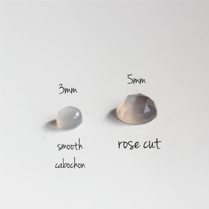 Grey moonstone stud earrings, sterling silver or gold