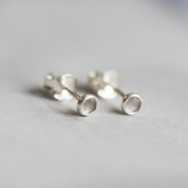 Grey moonstone stud earrings, sterling silver or gold
