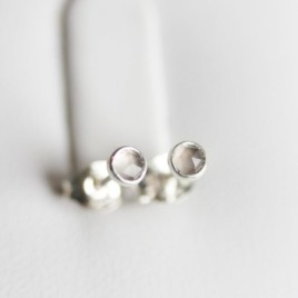 Grey moonstone stud earrings, sterling silver or gold