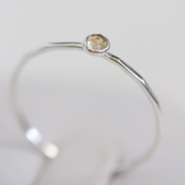 Lemon Quartz - skinny stackable ring with rose cut Lemon Quartz