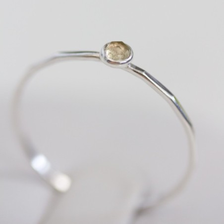 Lemon Quartz - skinny stackable ring with rose cut Lemon Quartz