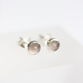 Grey moonstone stud earrings, sterling silver or gold
