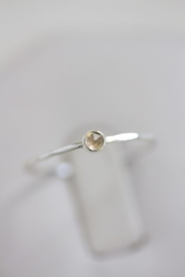 Lemon Quartz - skinny stackable ring with rose cut Lemon Quartz