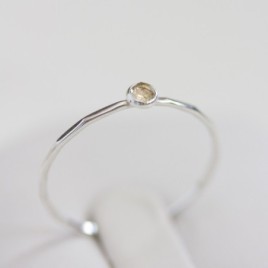 Lemon Quartz - skinny stackable ring with rose cut Lemon Quartz
