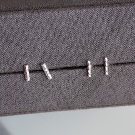 Twisted bar stud earrings - sterling silver