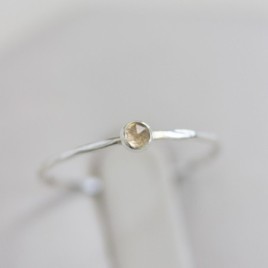 Lemon Quartz - skinny stackable ring with rose cut Lemon Quartz