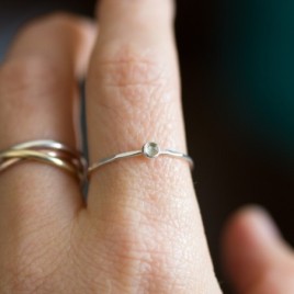 Lemon Quartz - skinny stackable ring with rose cut Lemon Quartz