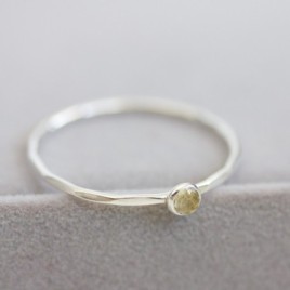 Lemon Quartz - skinny stackable ring with rose cut Lemon Quartz