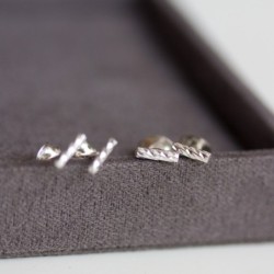 Twisted bar stud earrings - sterling silver