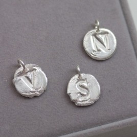 Initial necklace with a typewriter font initial, fine silver, uppercase