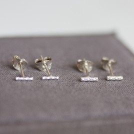 Twisted bar stud earrings - sterling silver