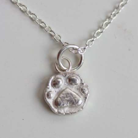 Cat paw pendant - fine silver charm necklace