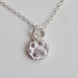 Cat paw pendant - fine silver charm necklace