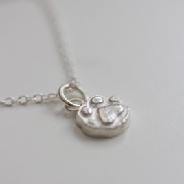 Cat paw pendant - fine silver charm necklace