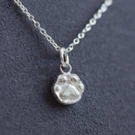Cat paw pendant - fine silver charm necklace