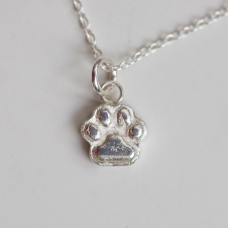 Dog paw pendant - fine silver charm necklace