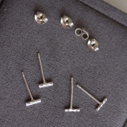 Twisted bar stud earrings - sterling silver