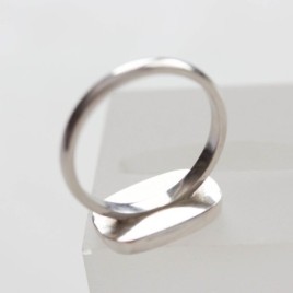 Dendritic agate ring, square, silver or gold
