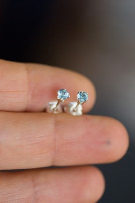Tiny Swiss Blue Topaz stud earrings