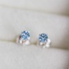 Tiny Swiss Blue Topaz stud earrings