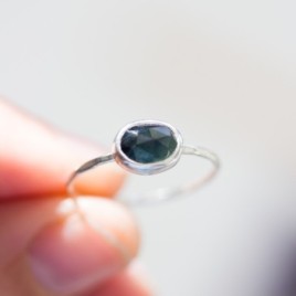 Natural blue Australian parti-Sapphire ring - deep blue