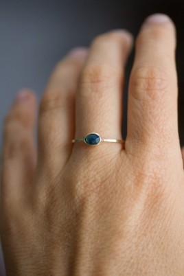 Natural blue Australian parti-Sapphire ring - deep blue