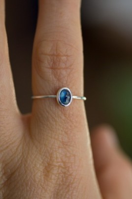 Natural blue Australian parti-Sapphire ring - deep blue