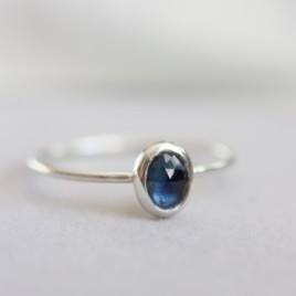 Natural blue Australian parti-Sapphire ring - deep blue