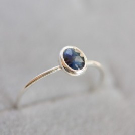 Natural blue Australian parti-Sapphire ring - deep blue