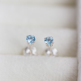 Tiny Swiss Blue Topaz stud earrings